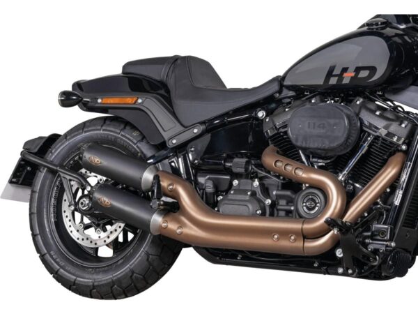 Terminali Fat Bob 21-up Double Slip-On Muffler Set Endcap Tracker Carbon Black Ceramic Coated - immagine 2