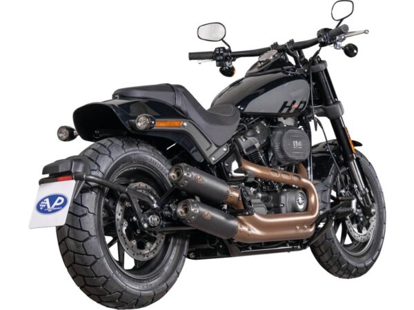 Terminali Fat Bob 21-up Double Slip-On Muffler Set Endcap Tracker Carbon Black Ceramic Coated - immagine 3