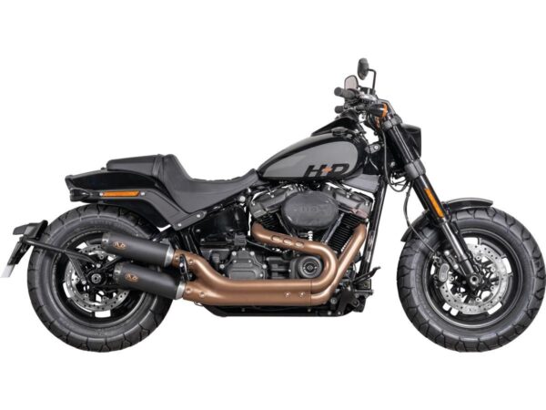 Terminali Fat Bob 21-up Double Slip-On Muffler Set Endcap Tracker Carbon Black Ceramic Coated - immagine 4