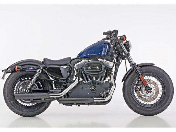 REVTECH Performance Slip-On Muffler For Sportster Black Powder Coated Terminali Sportster 14-16