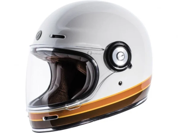Newport (T-1) Retro Full Face Helmet White Iso Bars | S